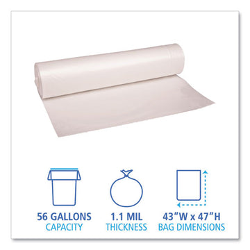 Boardwalk® Low Density Repro Can Liners, 56 Gal, 1.1 Mil, 43" X 47", Clear, 10 Bags-roll, 10 Rolls-carton freeshipping - TVN Wholesale